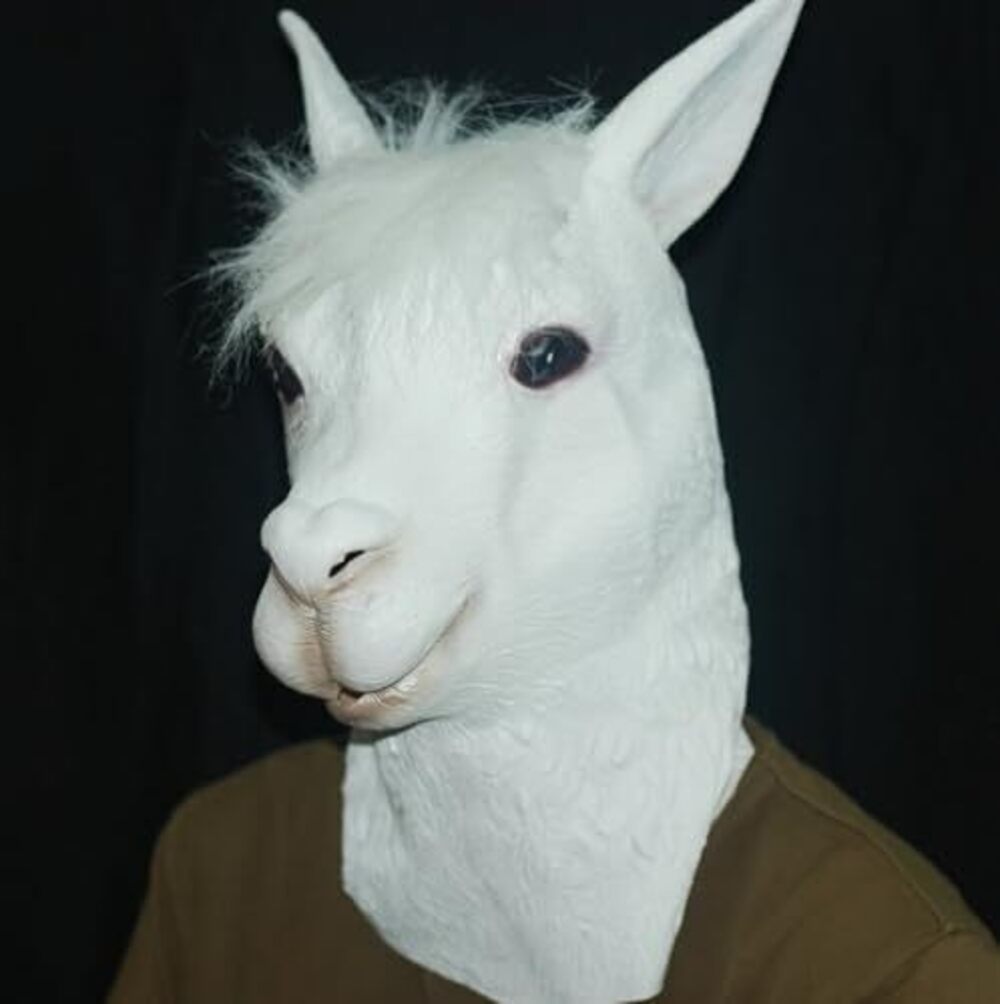 3009 Realistic Alpaca Head Latex Mask Llama Animal Adult Costume